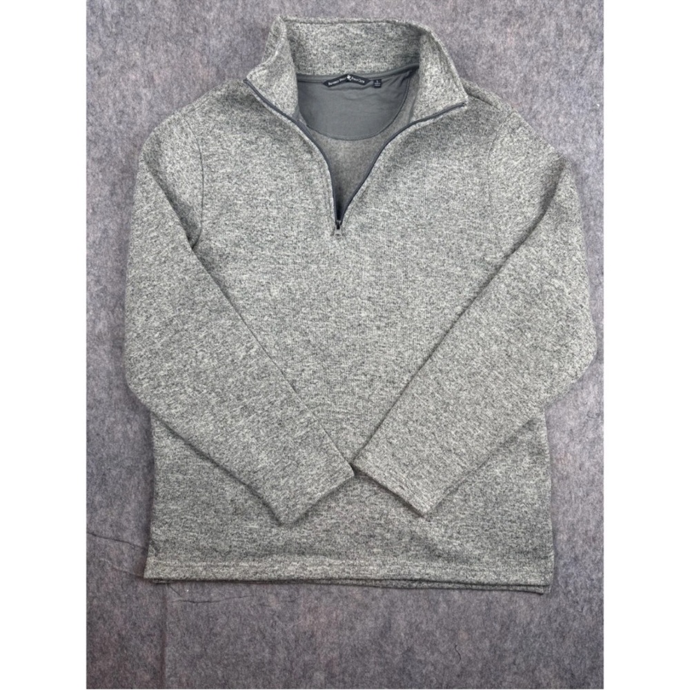 Beverly Hills Polo Club Sweater Men's‎ L Gray Knit Fleece Lined 1/4 Zip Pullover